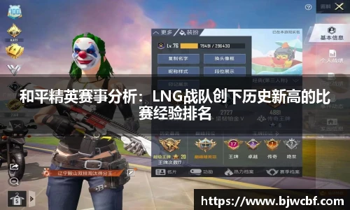 和平精英赛事分析：LNG战队创下历史新高的比赛经验排名